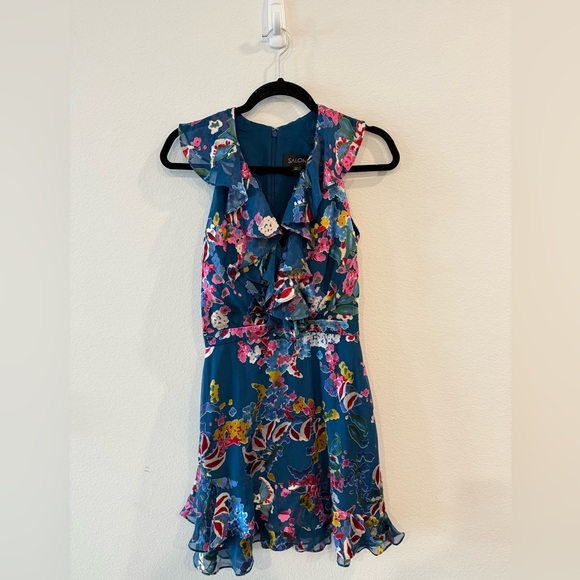 SALONI Blue Floral Dress - Picture 1 of 4